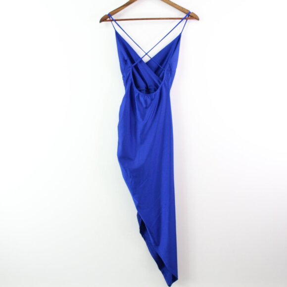 Ruda‎ Ruched Asymmetric Midi Dress Blue Size S - Picture 5 of 8
